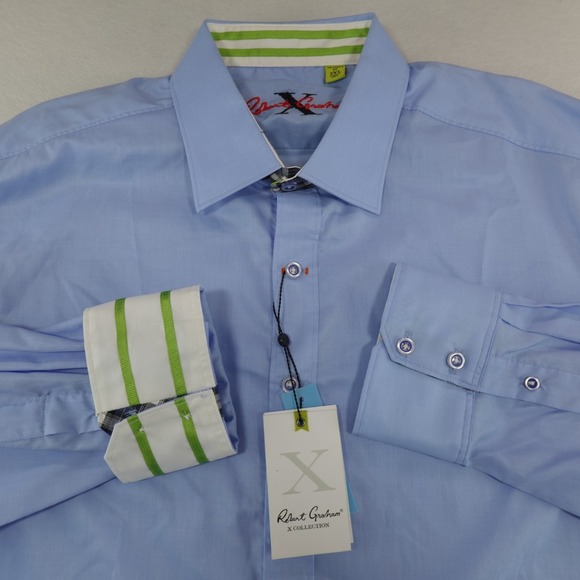Robert Graham X Shirt Mens 2XL Blue Tailored Fit‎ Flip Cuffs Casual MSRP $178 - Picture 1 of 12